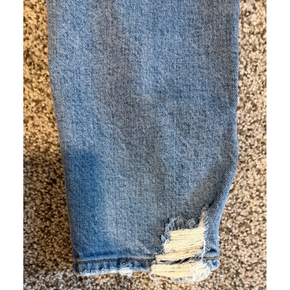 AGOLDE Nico High Rise Slim Jeans Blue Medium‎ Wash Button Fly Size 30 Distressed